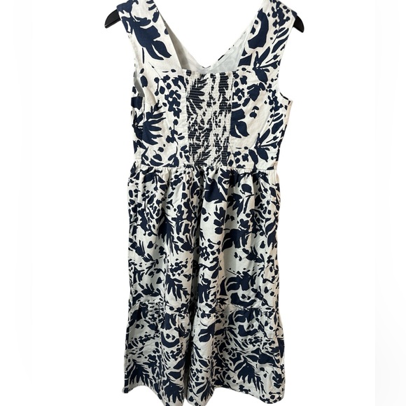 Magaschoni Floral Midi Linen blend dress w ruffled tier, elastic back in size 6. - Picture 3 of 11